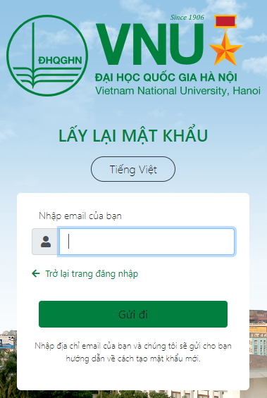 Hướng dẫn lấy lại mật khẩu tài khoản email VNU